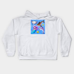 Mermaid With Ocean Friends Kids Hoodie